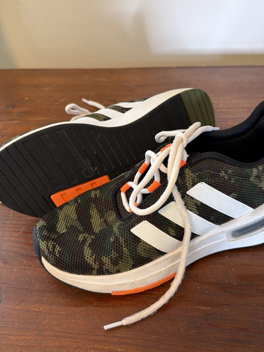 adidas Kids Camo Sneakers in Green, White and Orange